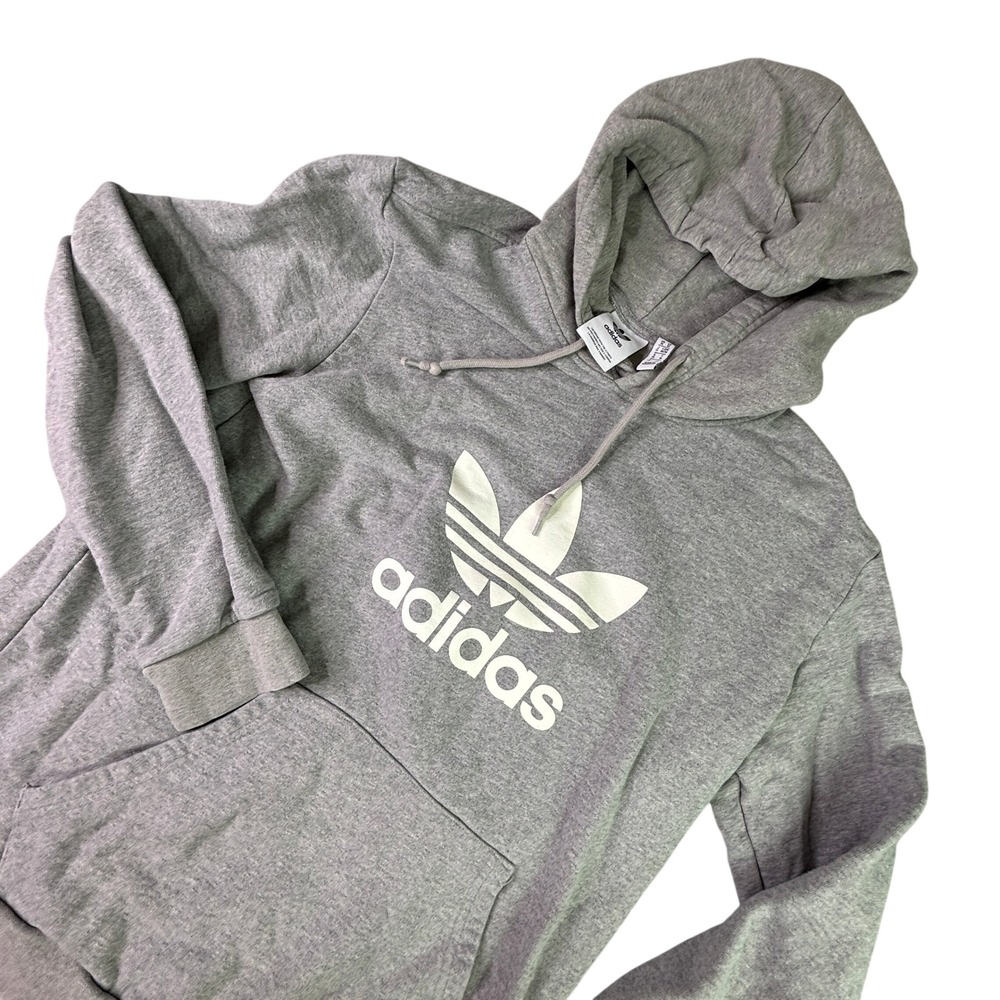 Adidas Originals Trefoil Hoodie Heather Gray Mens Medium Pullover Sweatshirt